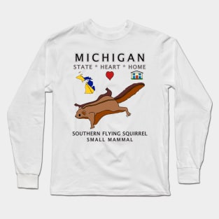 Michigan - Southern Flying Squirrel - State, Heart, Home - state symbols Long Sleeve T-Shirt